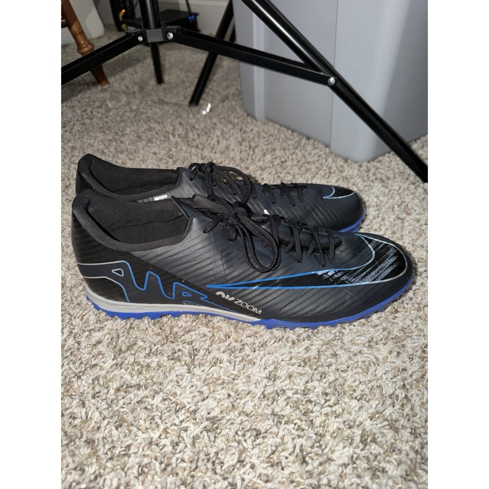 NEW Nike Mercurial Vapor 15 Academy Turf Soccer Black Blue Men's 13 AUTHENTIC - Picture 2 of 6